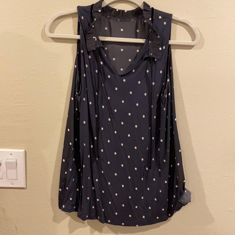 Navy polka dot blouse